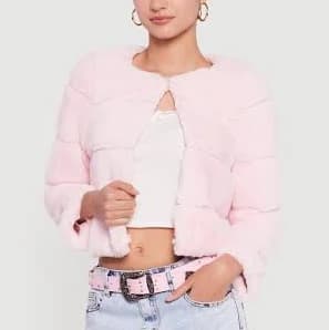 Womens Almost Famous Faux Fur Jacket, Pink, Size S - Rainbow Shops
