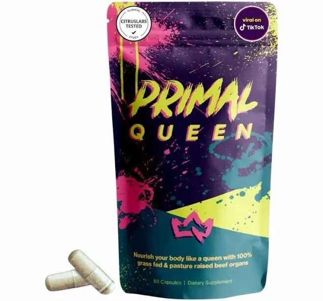 Primal Queen -60 Capsules Grass Fed Beef Organ Complex with Liver Kidney Heart for Women's Hormonal Health & Energy Support 100% Pasture Raised
