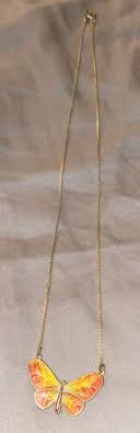 Butterfly Necklace 16” Orange With Gold Chain | eBay