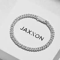 JAXXON Men's Iced Out Cuban Silver Jewelry Set