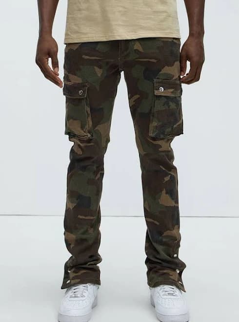 Fashion Nova Men's Out These Streets Cargo Stacked Skinny Pants