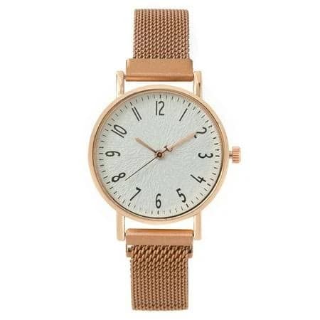 Elegant Rose Gold Analog Watch for Women with Mesh Stainless Steel Strap, Minimalist Dial, Reliable Quartz Movement, Water Resistant, Perfect for