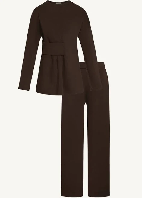 Cinch Top & Pants Set - Warm Brown M