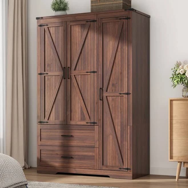 Gracie Oaks Farmhouse 3 Door Armoire