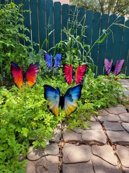 Colorful Metal Butterfly Garden Stake: Whimsical Garden Decor