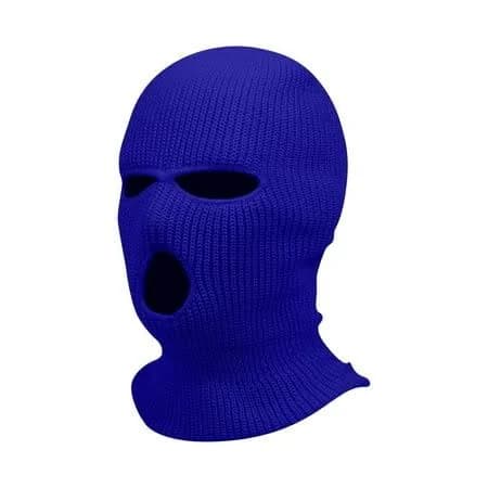 Qcmgmg 3-Hole Full Face Mask Cover Ski Mask Winter Balaclava Cap Knitted Face Cover for Winter Outdoor Sports Royal Blue Free Size, Adult Unisex, Size