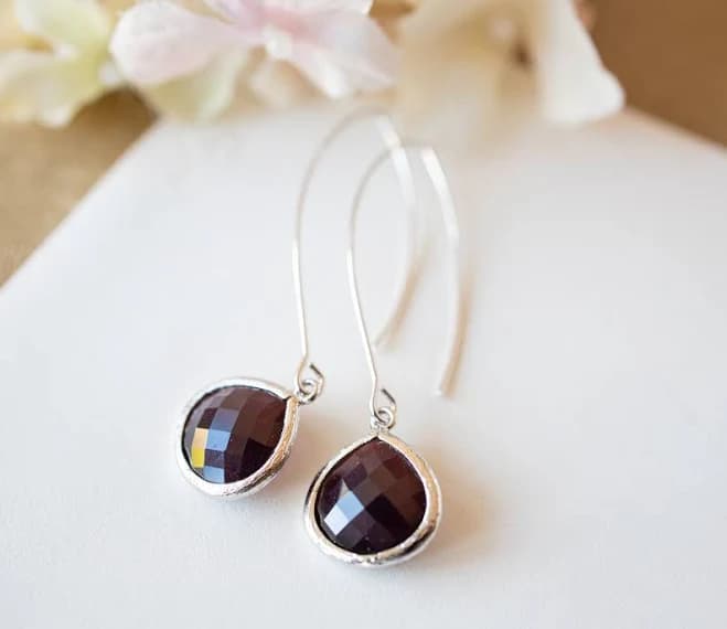 Long Dangle Glass Drop Earrings