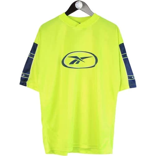 Vintage Reebok T-Shirt Size M Green Big Logo Casual Style Streetwear 90s Top Short Sleeve