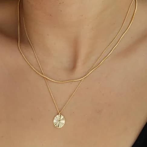 Dainty Minimalist Boho Sunburst Pendant Necklace