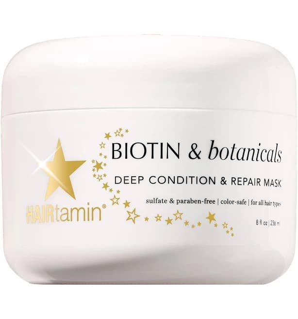 HAIRtamin Biotin & Botanicals Deep Condition & Repair Mask : Repairs Dry, Damaged, or Over-Processed Hair, Restores Strength & Hydration After Color,