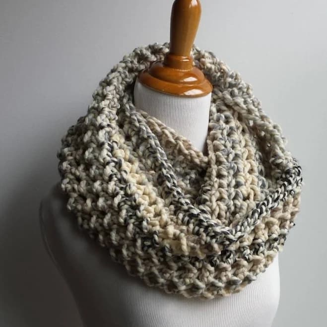 Chunky Knit Wool Blend Cowl Scarf