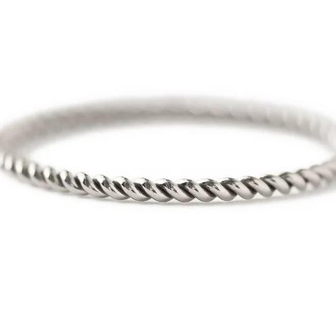 Sterling Silver Dainty Twisted Rope Stacker Ring