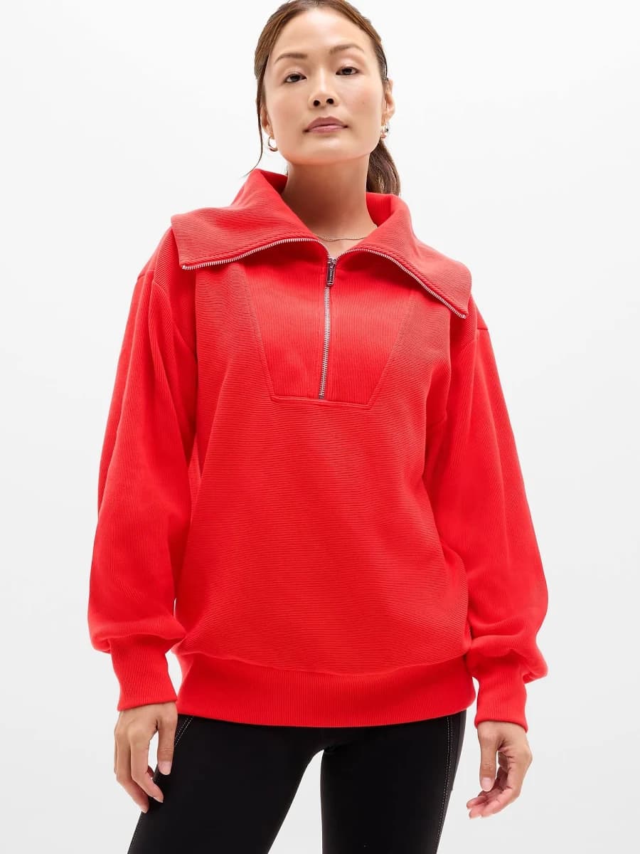Athleta Women's Ottoman Rib 1/4 Zip Sweatshirt