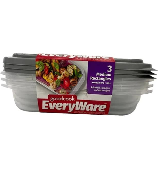 GoodCook EveryWare 4-Cups Medium Rectangle Food Storage Containers