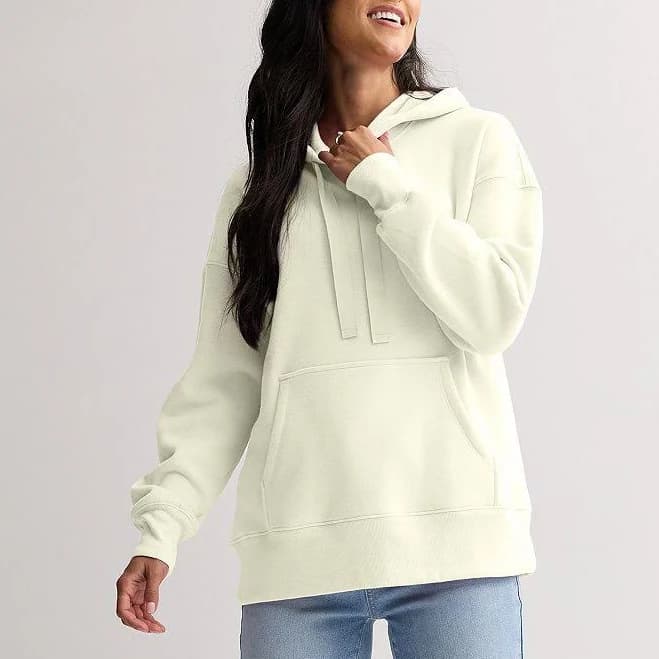 Women's Sonoma Goods For Life Fleece Tunic Hoodie, Size: XS, Ivory Silk