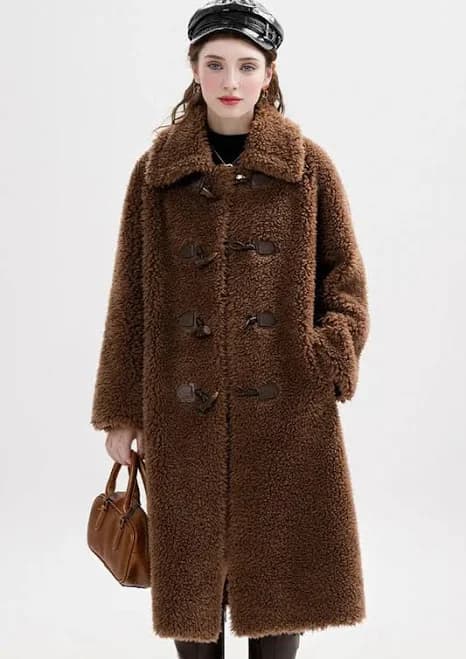 Faux Shearling Teddy Wool Toggle Coat