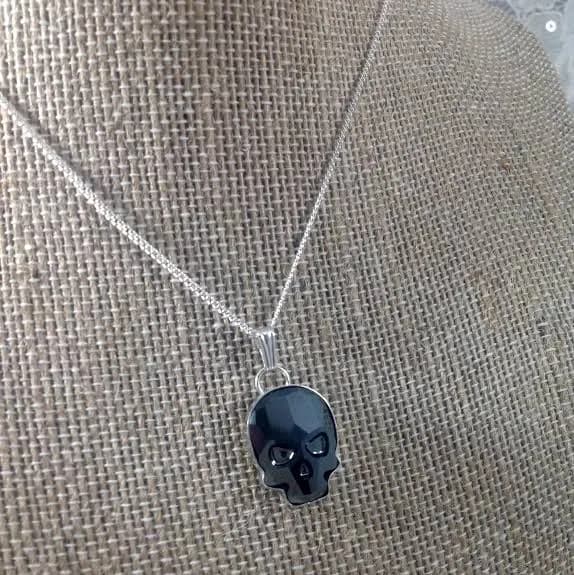 Sterling Silver Crystal Skull Necklace