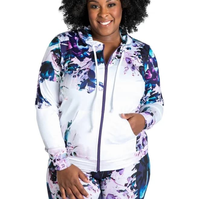 Poetic Justice Women's Floral Print Tracksuit Hoodie Jacket