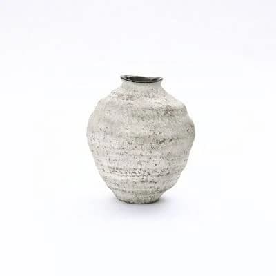 LuxenHome 11.54" Rustic Gray Round Ceramic Vase