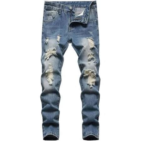 ZANKLEY Boy's Skinny Fit Ripped Destroyed Stretch Jeans