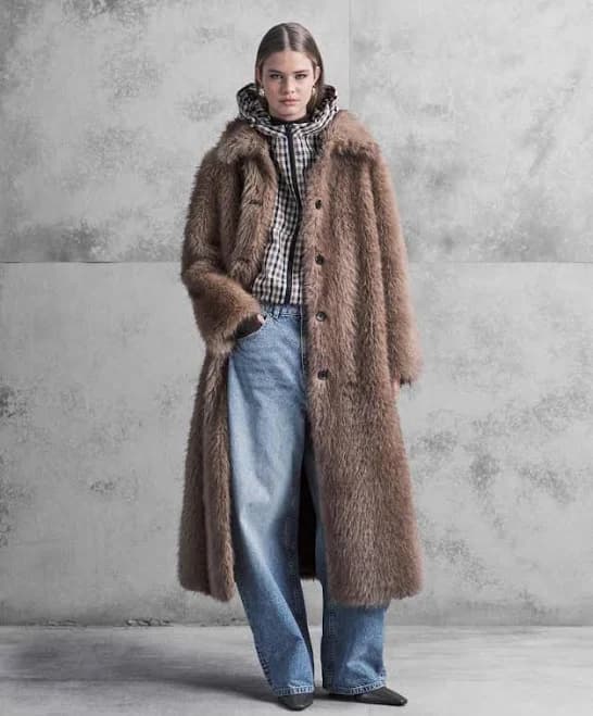 ASOS Longline Tipped Faux Fur Car Coat