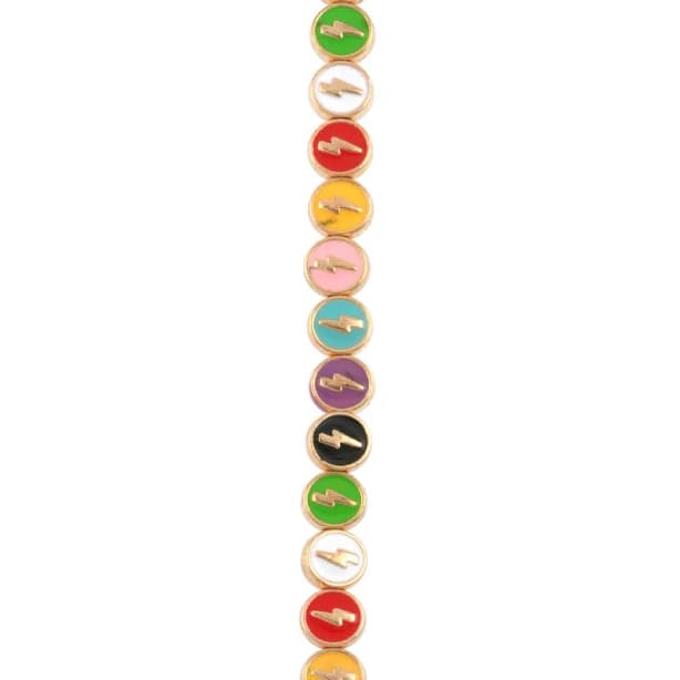 Bead Landing Multicolor Gold Lightning Enamel Coin Beads