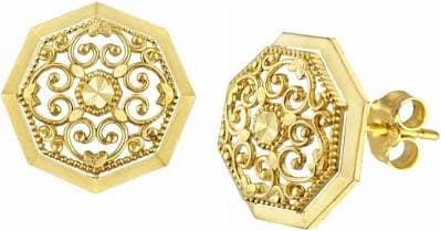 10kt Gold Filigree Stud Earrings