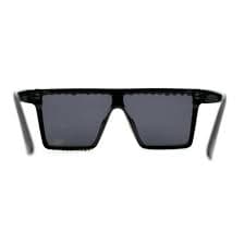 Full Crowned Rhinestone Flat Top Horned Diva Sunglasses All Black - Walmart.com