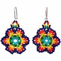 Glass Beaded Floral Dangle Earrings - Floral Colors