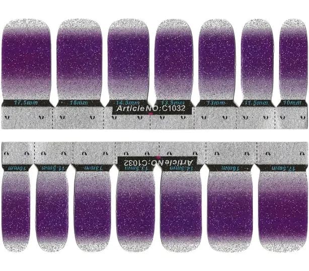 Purple Iris Ombre Glitter Nail Wrap Set