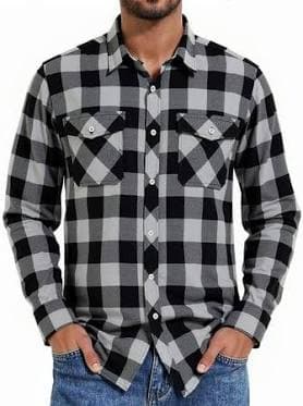 Men's Regular Fit Long Sleeve Plaid Flannel Button Down Shirt