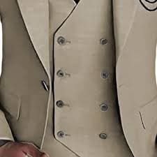 3 Pieces Slim Fit Suits for Men Single Breasted Blazer Wedding Suits Jacket Vest Pants Suit Set (Apricot,X-Small) at Amazon Men's Clothing store