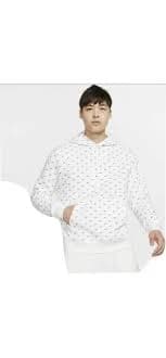 Nike Swoosh Mens Fleece Pullover Hoodie (White/Black)