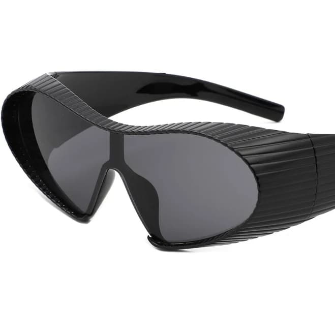 Ascary Oversized Winged Bar Shield Sunglasses