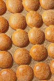 Sesame Seeded Brioche Burger Buns — BREAD