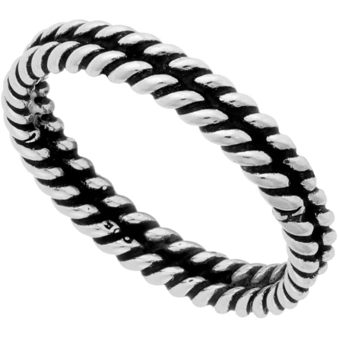 Silverly Sterling Silver Oxidized Double Twisted Rope Ring