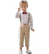 Amazon.com: Pofiko Boy's Suit Kids Clothes Outfit Summer Shorts Suspenders Set Wedding Dress Shirt with Bowtie 1-8 Years White: Clothing, Shoes & Jewelry