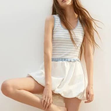 H&M Ladies Ruffle-Trimmed Tank Top