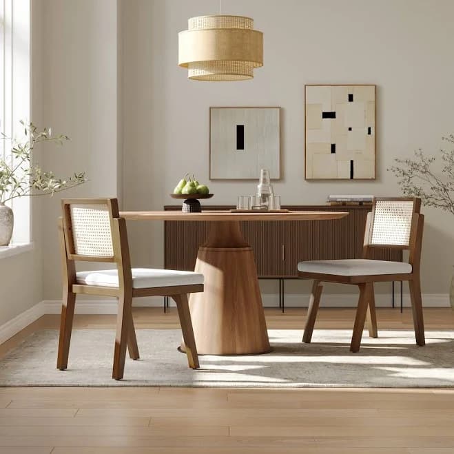 HULALA HOME Elazar Modern Woven Rattan Backrest Dining Chair