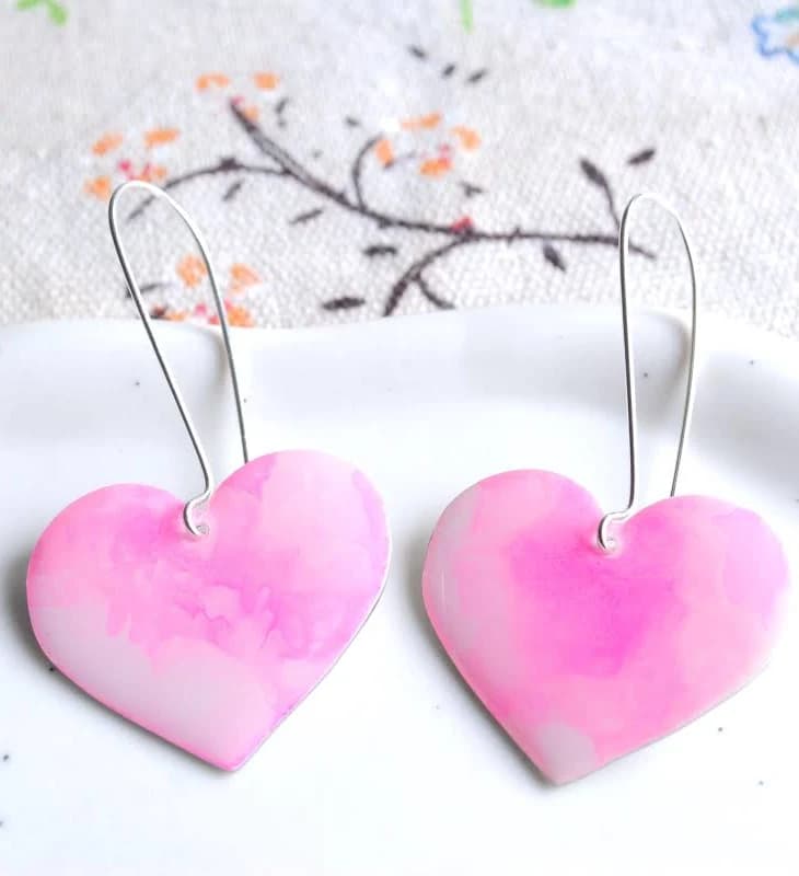 Heart-Shaped Dangle Earrings