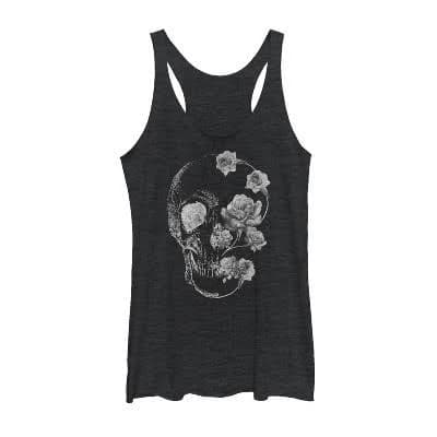 Lost Gods Women's Rose Skull Portrait Racerback Tank Top