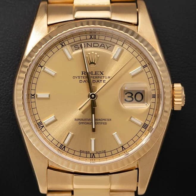 Presidential Rolex Day-date 18238 Fluted Bezel Watch 36mm Champagne