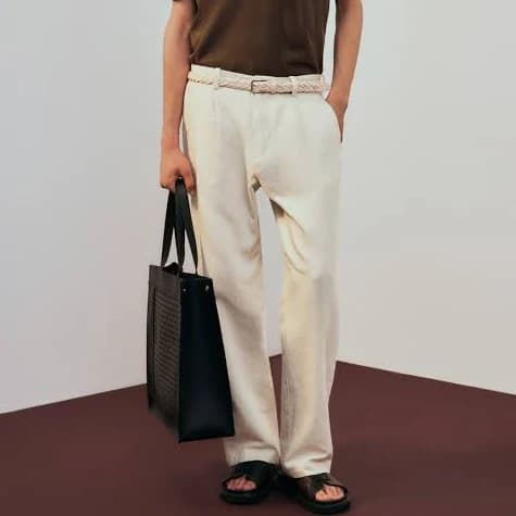 H&M Men's Relaxed Fit Linen-Blend Trousers