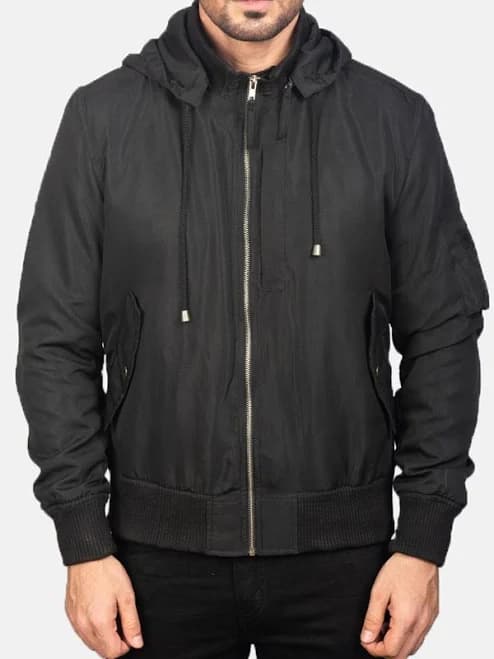 Men's Hooded Bomber Jacket nylon / 4xl / black
