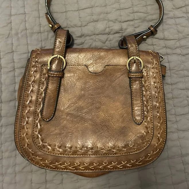 Altar'd State Crossbody Saddle Bag Purse Vegan Leather Handbag Brown