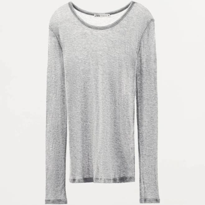 Zara Women's Long Sleeve Cotton T-Shirt