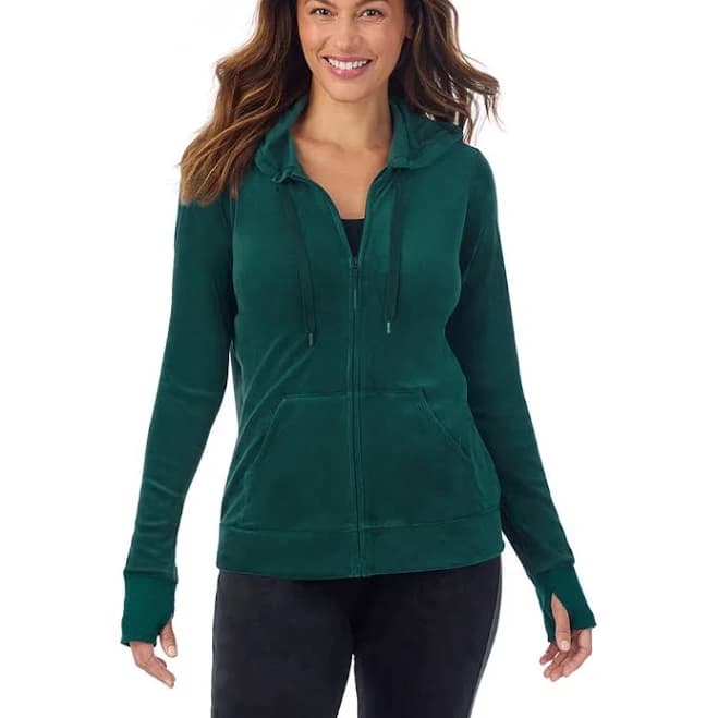 Stretch Velour Full Zip Hoodie