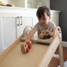 Little Partners 2-in-1 Folding Learn 'N Slide Wooden Slide for Toddlers, Dual-Sided Toddler Indoor Slide Wooden Climber with Smooth Surface and Side with Grips, Wooden Indoor Slide - Natural - Walmart.com