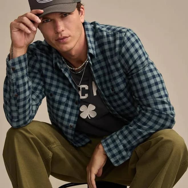 Lucky Brand Men's Humboldt Plaid Twill Utility Shirt