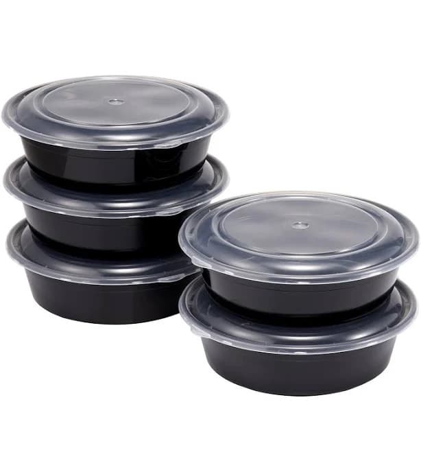 Mainstays 5-Pack Round Meal Prep Containers with Lids, 1L, BPA-Free, Microwave & Dishwasher Safe, Ideal Use for Meal Prep and Batch Cooking, Size: One